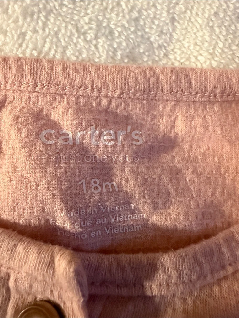 Carter's Light Pink Button-Front Baby Romper